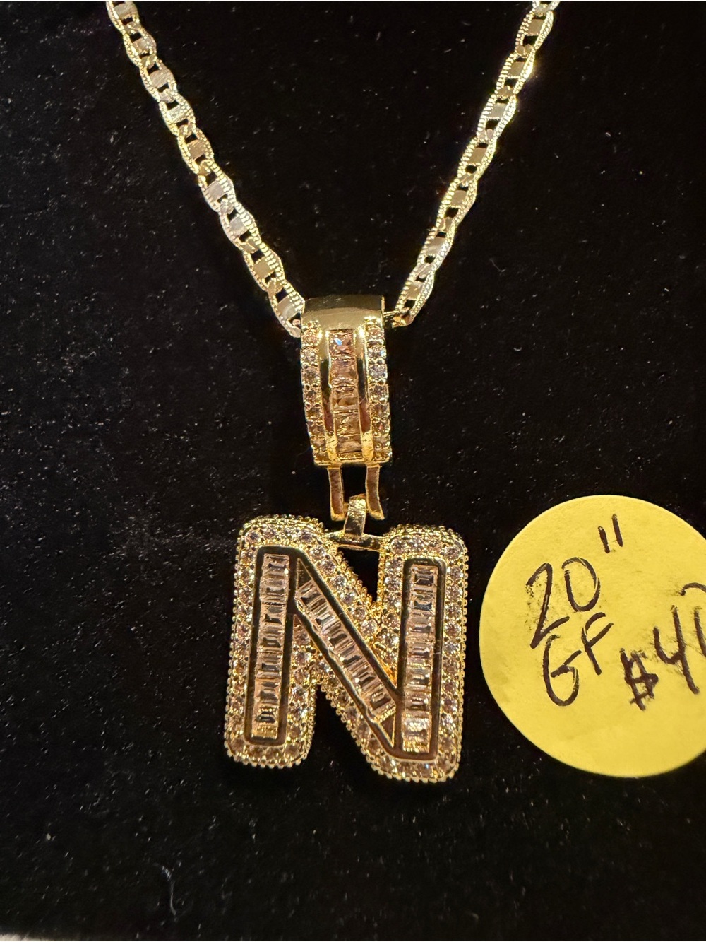 Gold Initial 'N' Pendant Necklace - Sparkling Gold-tone Women's Jewelry